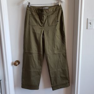 A LA UNE Army Green Nylon Spandex Cuffed Cargo Style Pants Boho Flexible Woman M